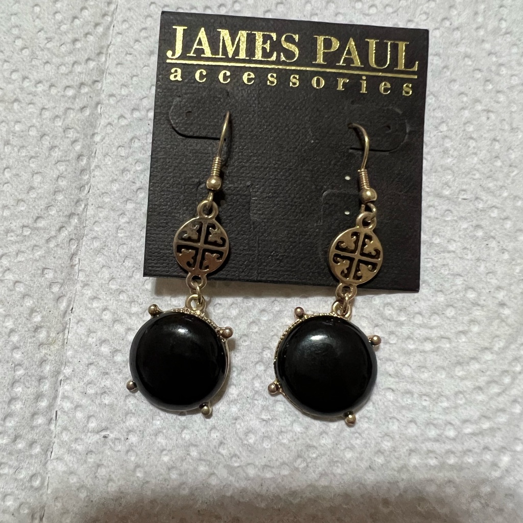 James Paul Brand Beautiful Gold Tone Black Earrings